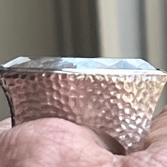 Deb Guyot faceted quartz ring in hammered sterling, big and bold size 12 - Picture 16 of 16